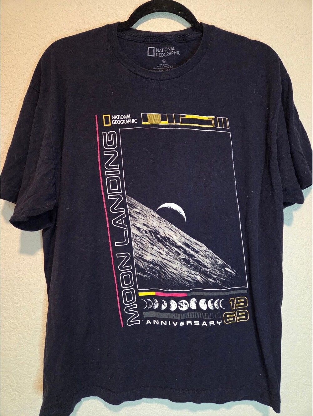 National Geographic Moon Landing 50th Anniversary Black Cotton T-Shirt XL